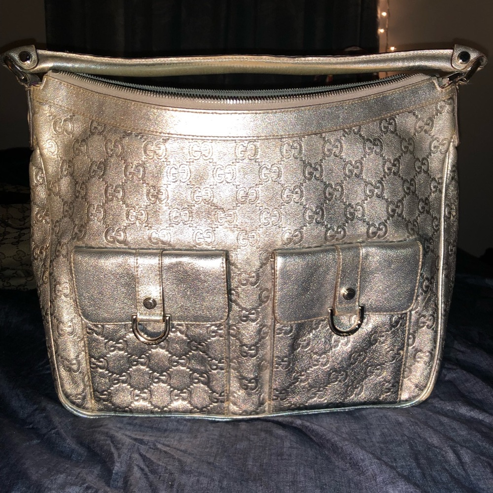 Pre Loved Authentic Gucci Silver Handbag